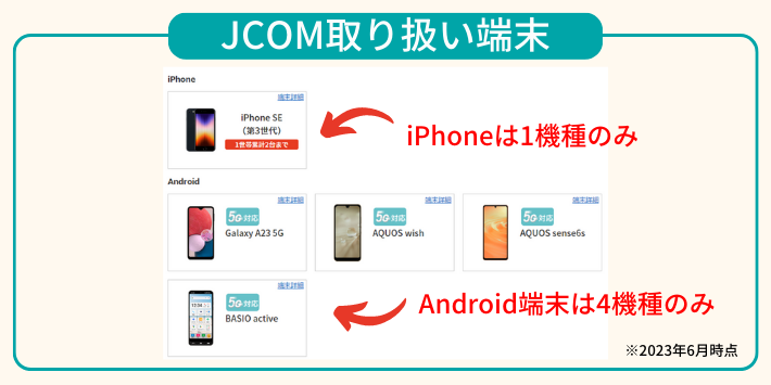 JCOM取り扱い端末