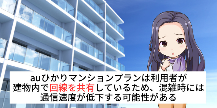 マンションでは利用者が回線を共有するので低速になる