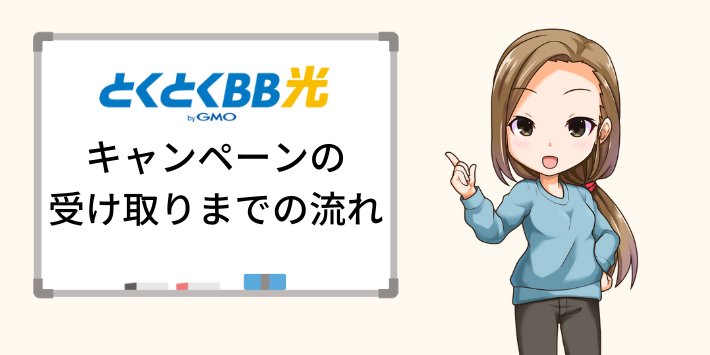 GMOとくとくBB光のキャンペーンを受け取る流れ