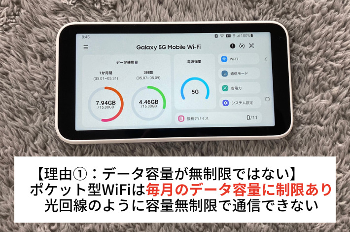 やめとけと言われる理由:データ容量が無制限じゃない