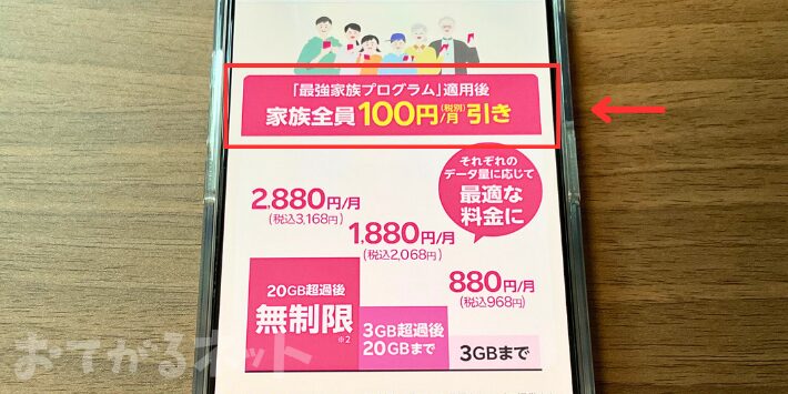 1回線につき毎月110円だけお得になる