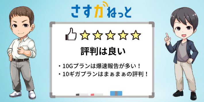 さすガネット光回線10ギガプランの評判