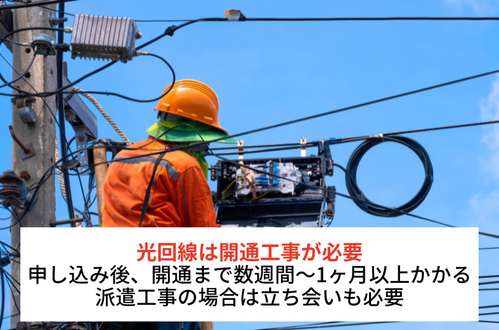 注意点①:開通工事が必要