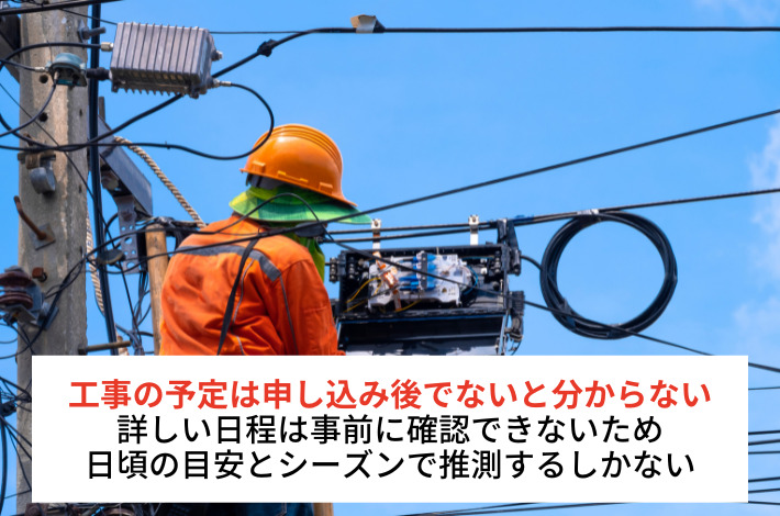 開通工事の予定は申し込み後にわかる