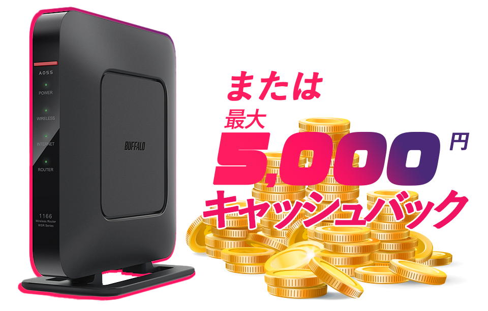 IPv6対応ルーターまたは工事費最大5,000円キャッシュバック