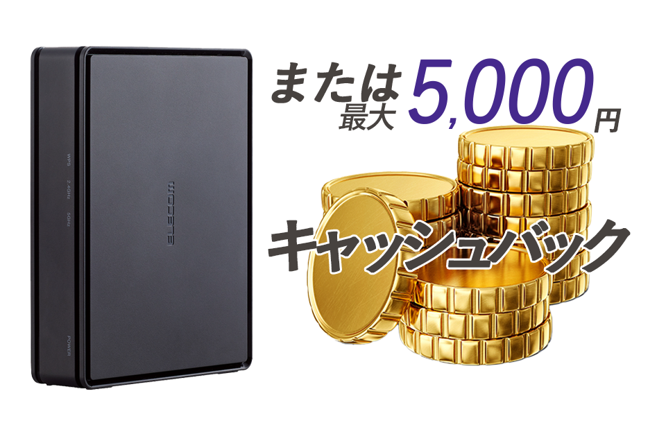 IPv6対応ルーターまたは工事費最大5,000円キャッシュバック