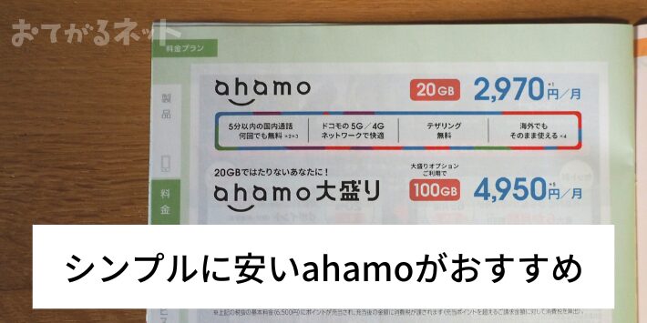 わかりやすくてシンプルに安いahamoがおすすめ