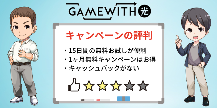 Gamewith光のキャンペーンに関する評判口コミ