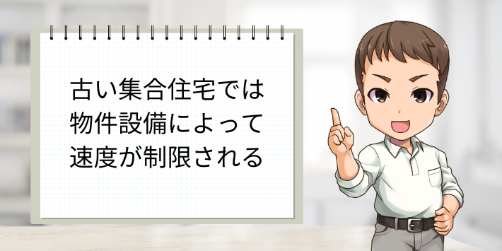 古いマンションは速度が制限される