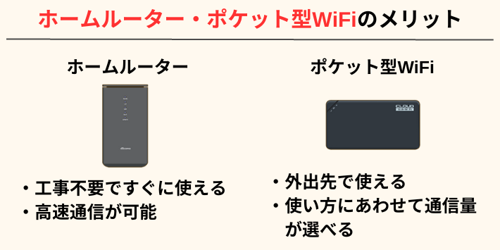 ホームルーター・ポケット型WiFiのメリット