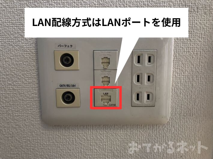 LAN配線方式はLANポートを使用