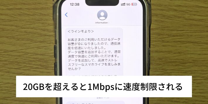 20GBを超えると1Mbpsに速度制限される