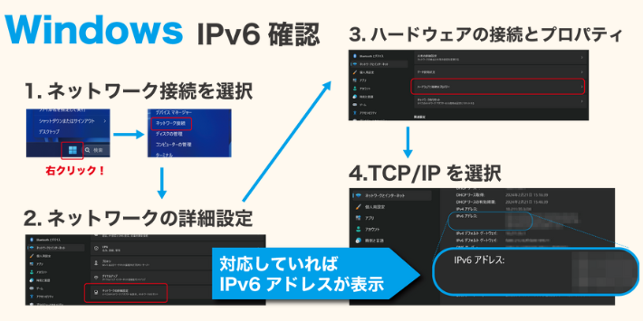 WindowsでIPv6対応しているか確認する方法