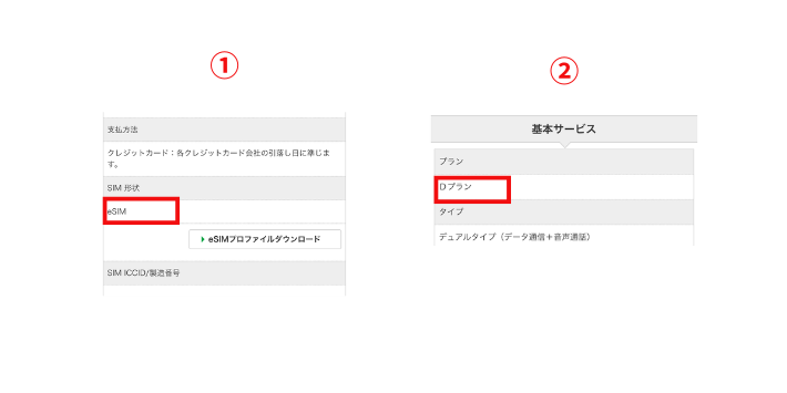 SIMカードの形状と回線を確認する