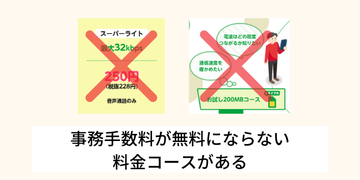 事務手数料が無料にならない料金コースがある