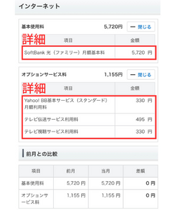 請求額とオプションサービスを確認する