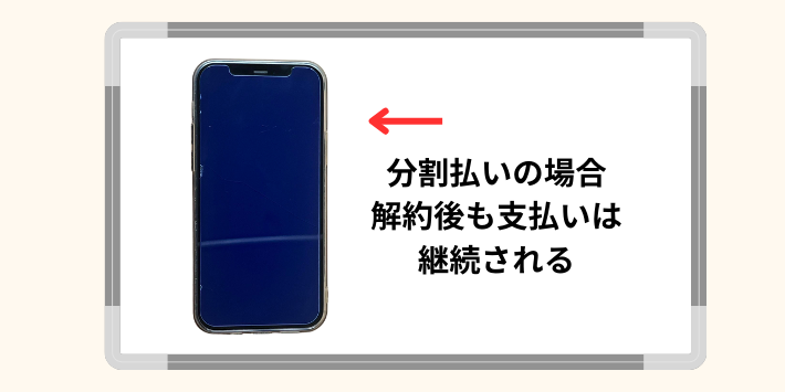 分割払いで端末を購入したいる場合は支払いが継続する