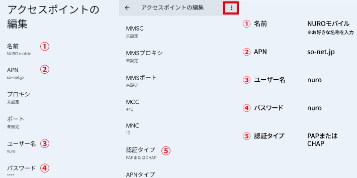 設定が合っているか確認