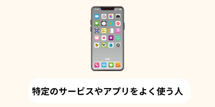 特定のサービスやアプリをよく使う人