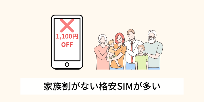 家族割がない格安SIMが多い