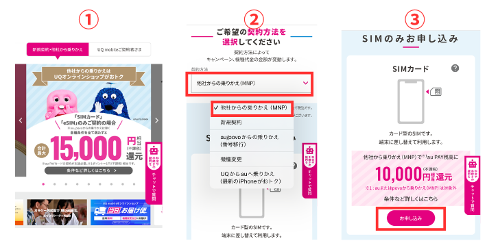UQモバイルに申し込む