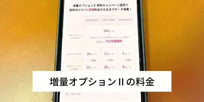 増量オプションⅡの料金