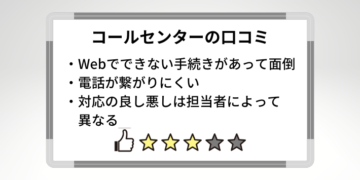 コールセンターの対応が悪いという声もあった