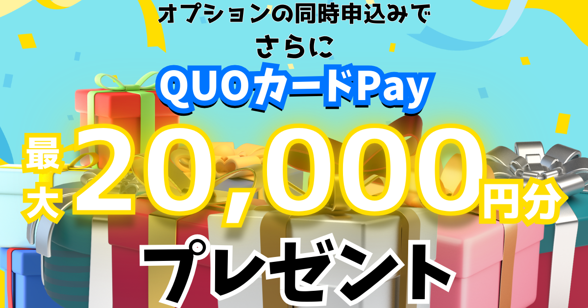 光回線新規開通とオプション同時申込みでQUOカードPay 最大25000円分プレゼント